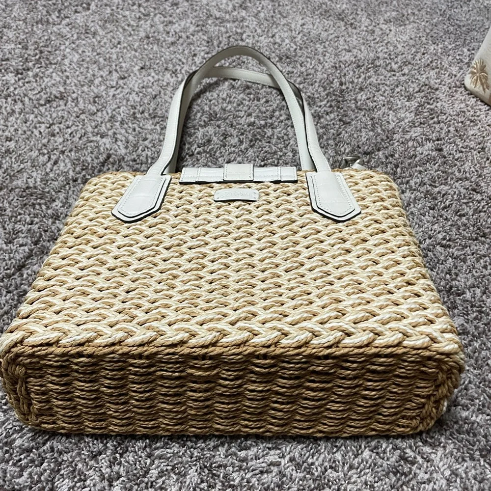 Brighton Straw Shoulder Bag with White Accents - Picture 9 of 9